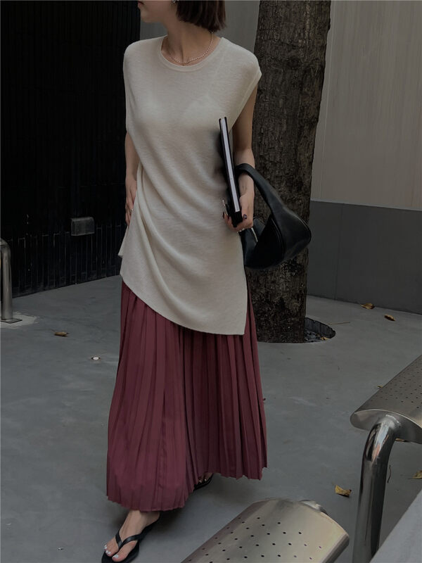 New in autumn! [SOUL] High-waisted pleated drape skirt 2602# CLS