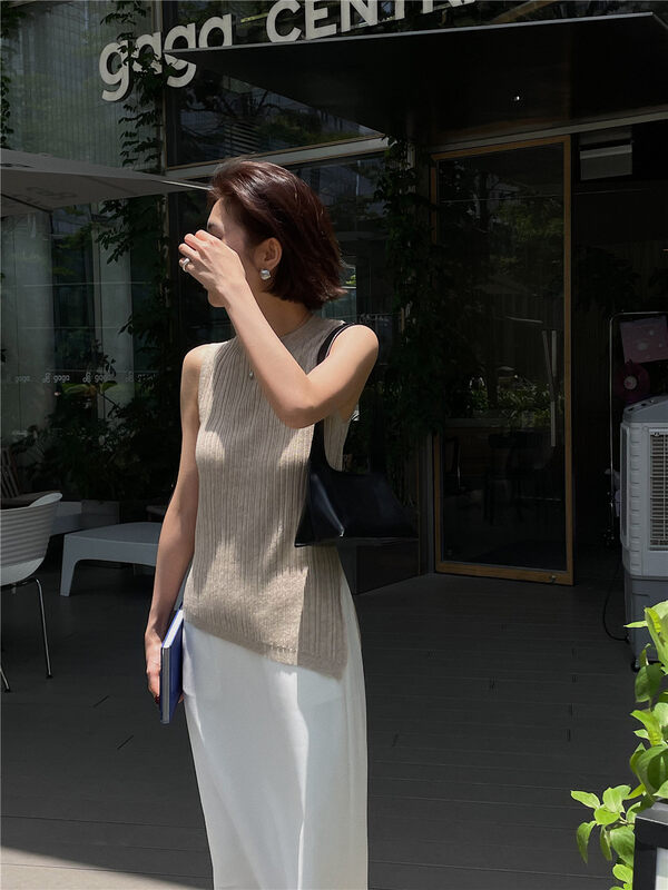New in autumn! [SOUL] Minimalist all-match pit knitted vest/sling 2690# CLS
