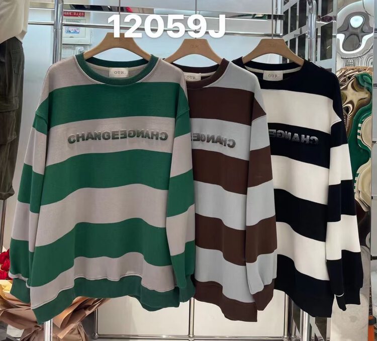 New in early autumn! [OUR] Retro striped round neck sweater 12059# LSW