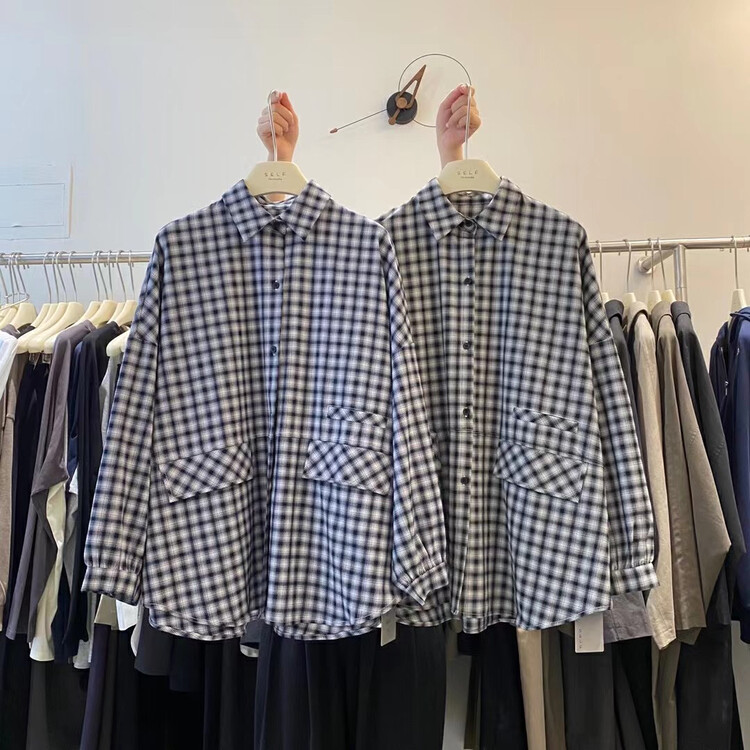 New in early autumn! [SELF] Plaid loose all-match shirt 7562# LSL