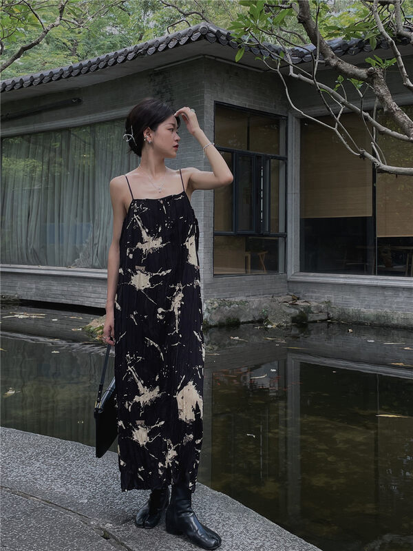 New in autumn! [SOUL] French retro temperament suspender dress 2724# CLS