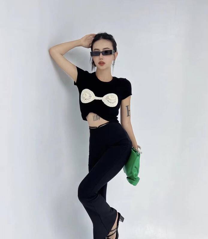 [D.TWO D2] Personalized embroidered short-sleeved T-shirt 2321038# ZXL
