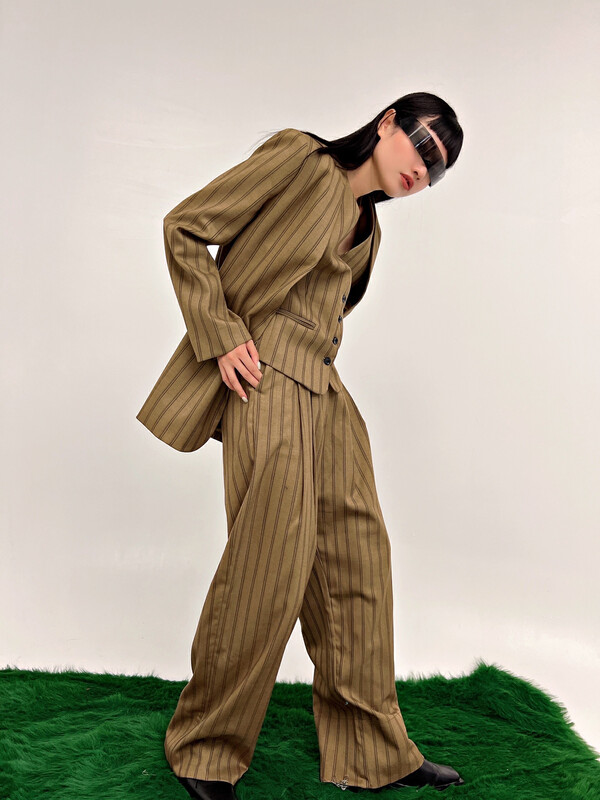 New in early autumn! [D.TWO D2] Fashion Korean striped retro suit (suites only) 2317125# ZXL