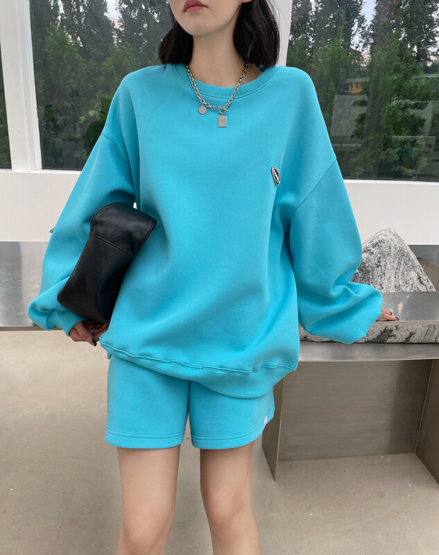 【KEYBOARD】Casual Labeled Sweater Shorts Set 9818# CQW