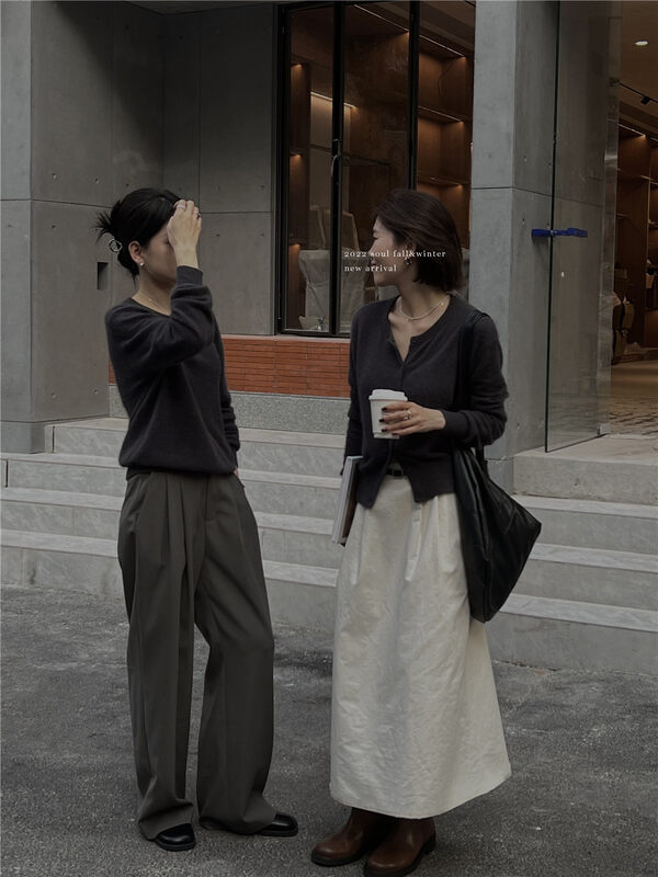 New in autumn!【SOUL】High waist straight slim all-match casual pants 2681# CLS