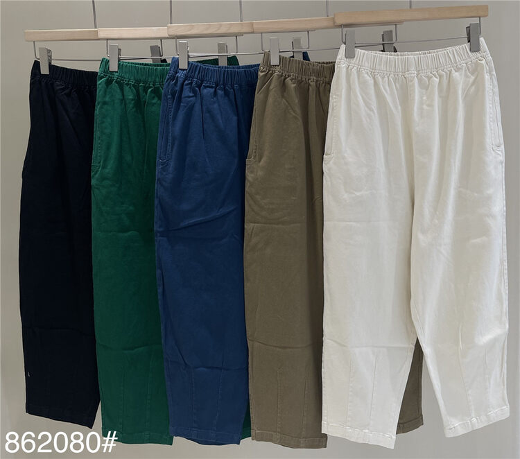 New in early autumn! [fabric] elastic waist clean comfortable casual pants 862080# L