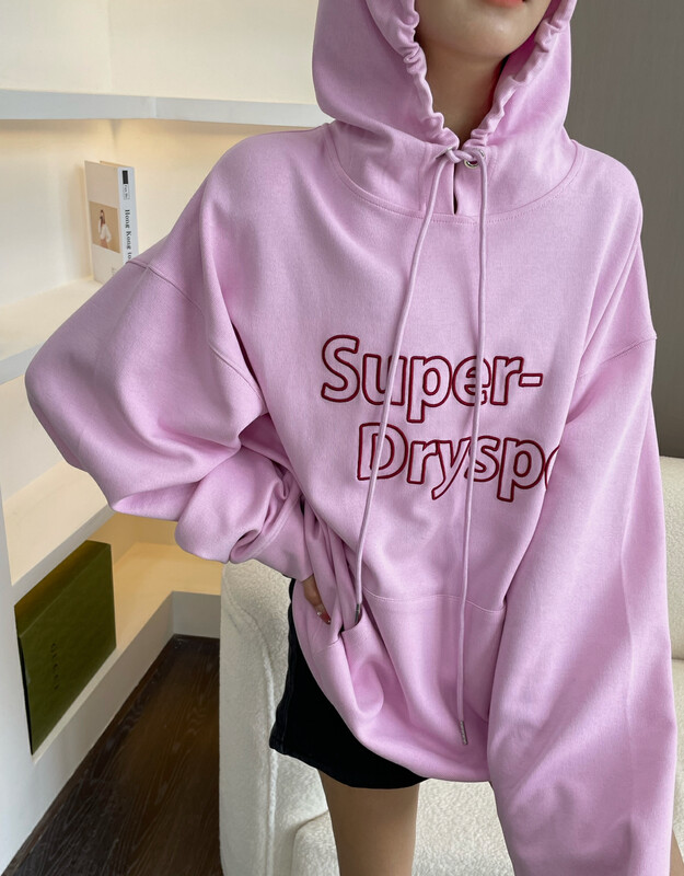 【KEYBOARD】Slim and versatile embroidered letter hooded sweater 6613K