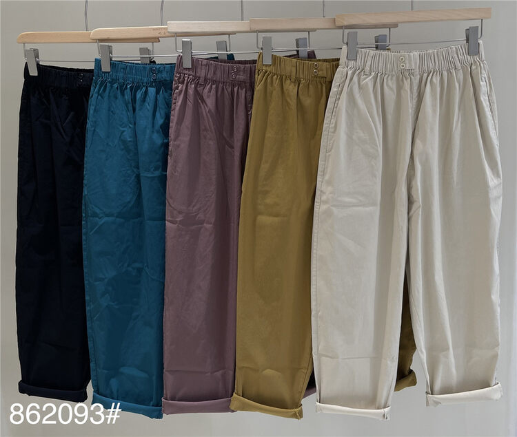 New in autumn! [fabric] elastic waist simple and comfortable casual pants 862093# L