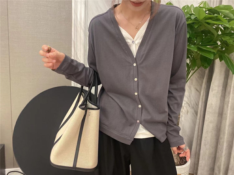 New in early autumn! [SELF] V-neck fake two-piece comfortable and versatile knitted cardigan 7560# LSL
