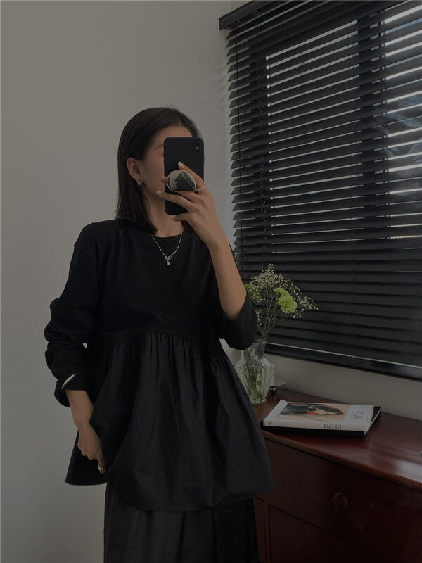 New in autumn! [SOUL] round neck loose all-match small shirt 2719# CLS
