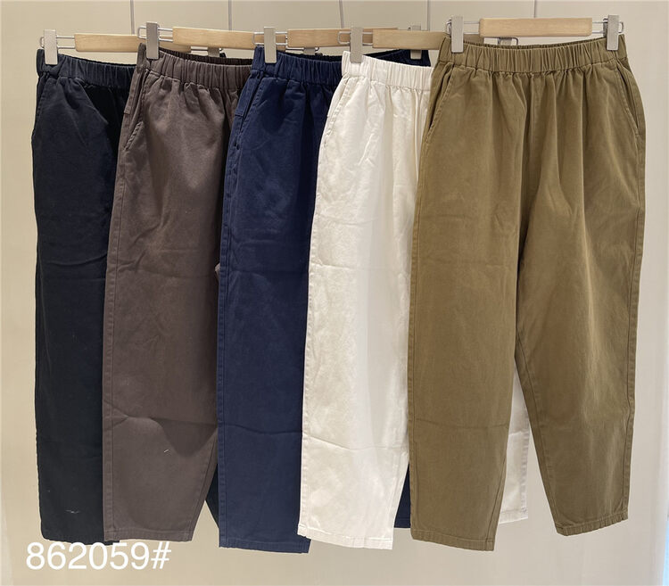 New in early autumn! [fabric] elastic waist thin comfortable casual pants 862059# L