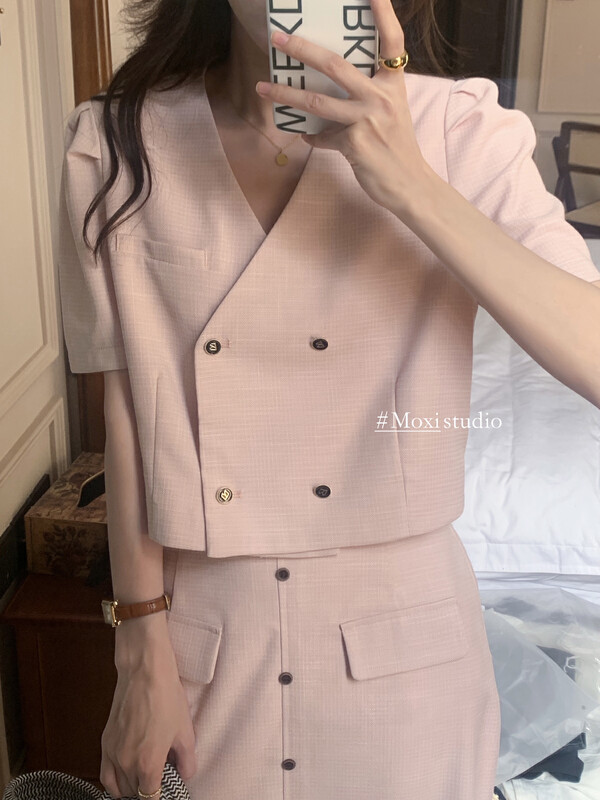 New in early summer! [MOXI] Korean style simple small fragrance short suit 58127t# XJ