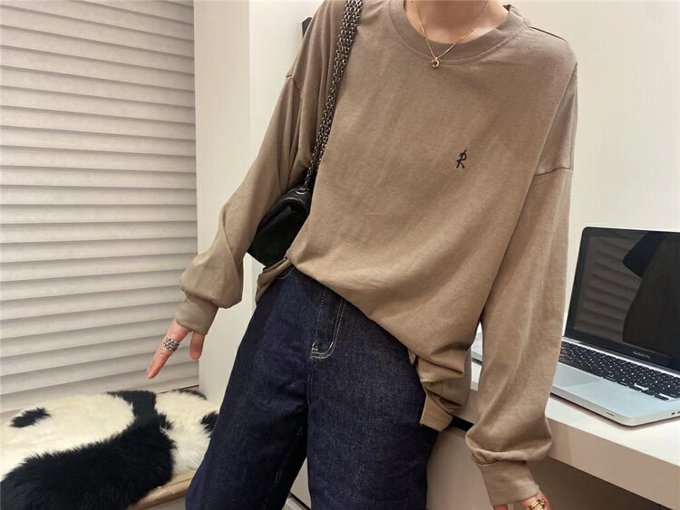New in early autumn! [SELF] round neck thin pullover long-sleeved T-shirt 5739# LSL