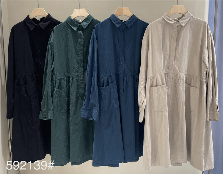 New in autumn! [fabric] slim and clean comfortable dress 592139# L