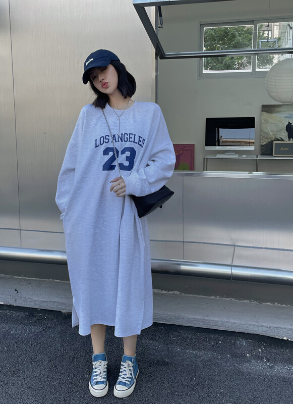 【KEYBOARD】Korean Lazy Letter Print Sweater Dress 2221# CQW