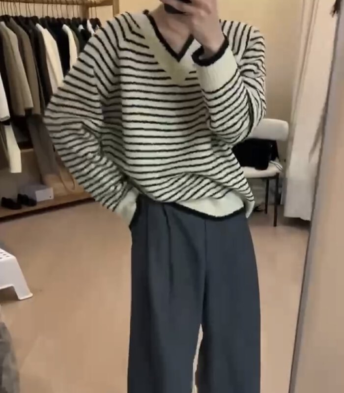 New in Autumn! [MALT] Striped Korean Long Sleeve Warm Sweater 997# XYJ