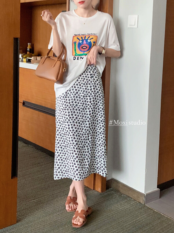[MOXI] Temperament Versatile Korean Floral Skirt 79594t# XJ