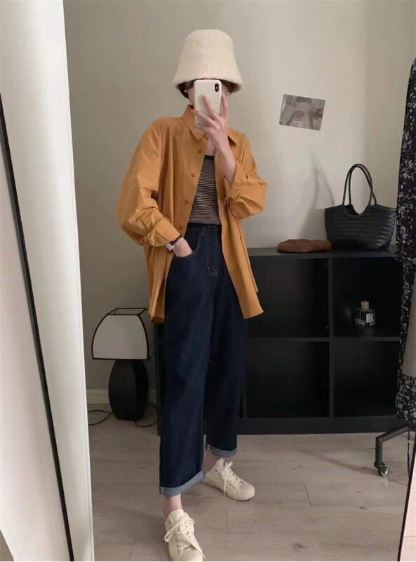 New in early autumn!【MALT】High-waisted straight-leg loose jeans 6049# XYJ