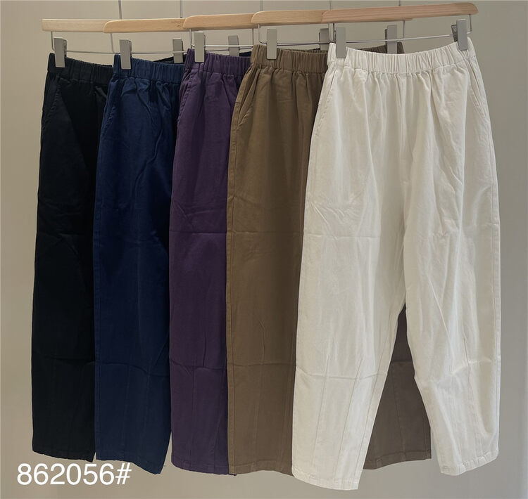 New in early autumn! [fabric] elastic waist thin comfortable casual pants 862056# L