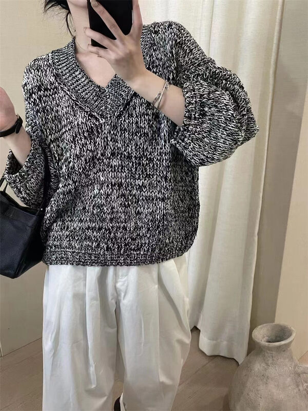 New in autumn!【MALT】v-neck loose all-match warm sweater 6059# XYJ