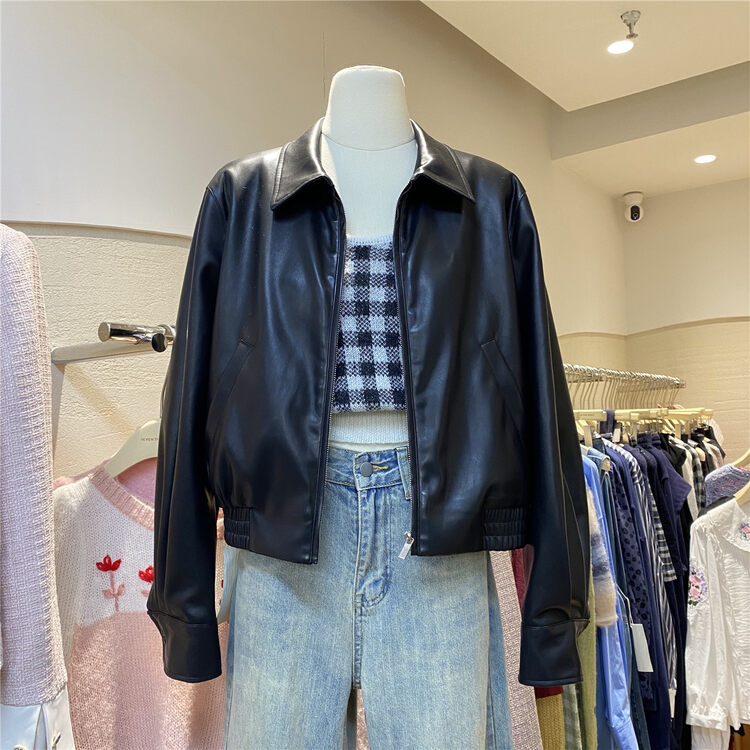 New in autumn! [7EVEN5IVE8IGHT] Fashionable retro PU leather jacket short coat 2125# HJY