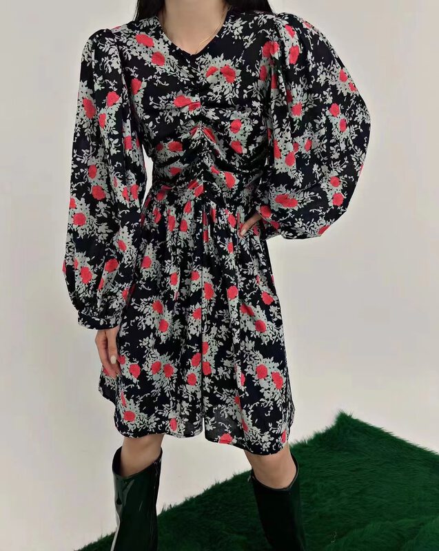 New in early autumn!【D.TWO D2】Fashionable temperament floral dress 2303178# ZXL