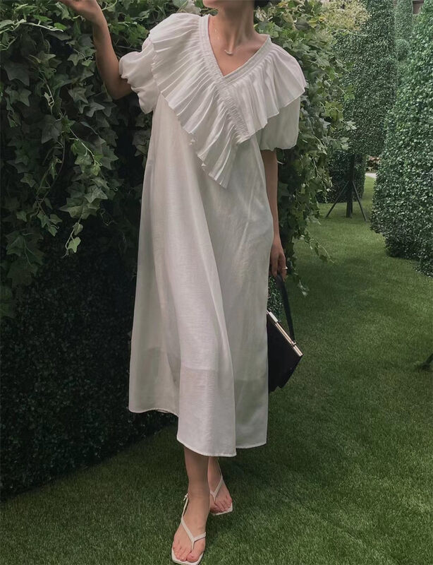 【SOUL】Simple temperament cold wind ruffle dress 182052# CLS