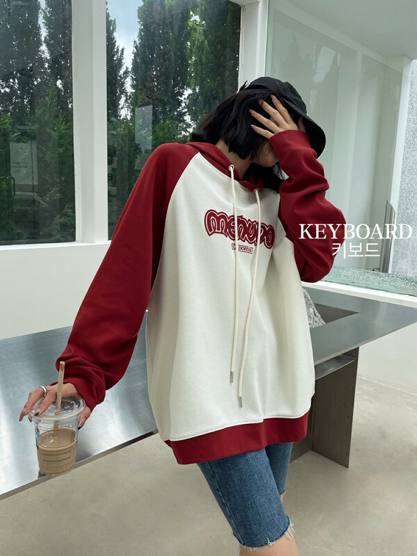【KEYBOARD】3D Embroidered Letter Contrast Color Hoodie Sweater 9823# CQW