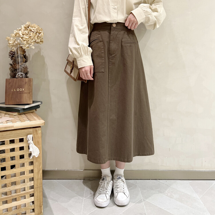 New in early autumn!【I LOOK】Korean high waist solid color skirt 72063# ZJY