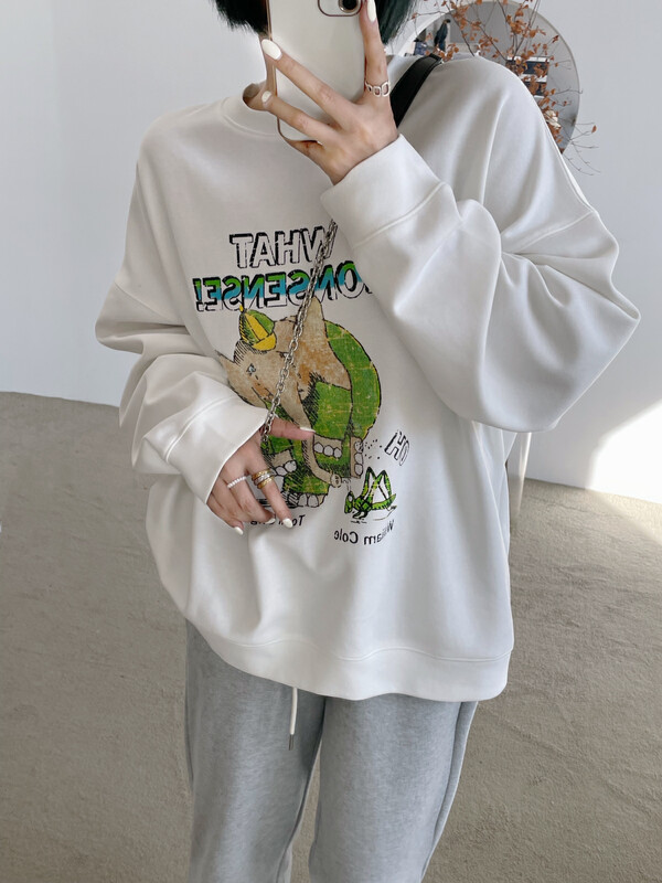 【KEYBOARD】Korean version of cartoon elephant letter casual sweater 6623K