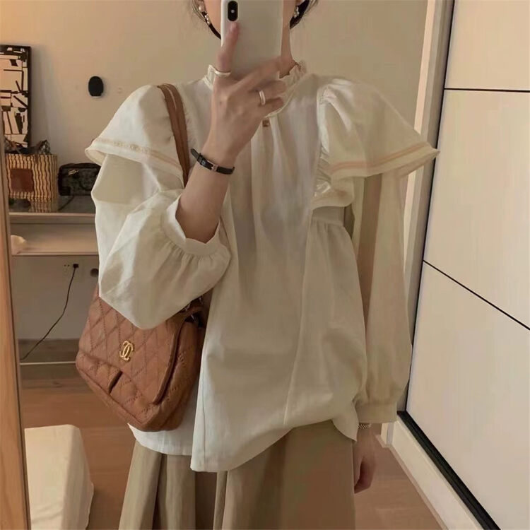 Early autumn new style! [MALT] round neck ruffled shirt YS1-6038# XYJ
