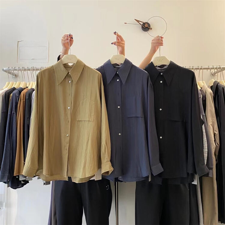 New in autumn! [SELF] Simple solid color versatile shirt 7673# LSL
