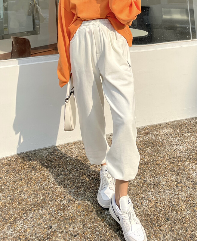 Original price 77.83! [KEYBOARD] Korean version labelled elastic waist casual pants C-2851