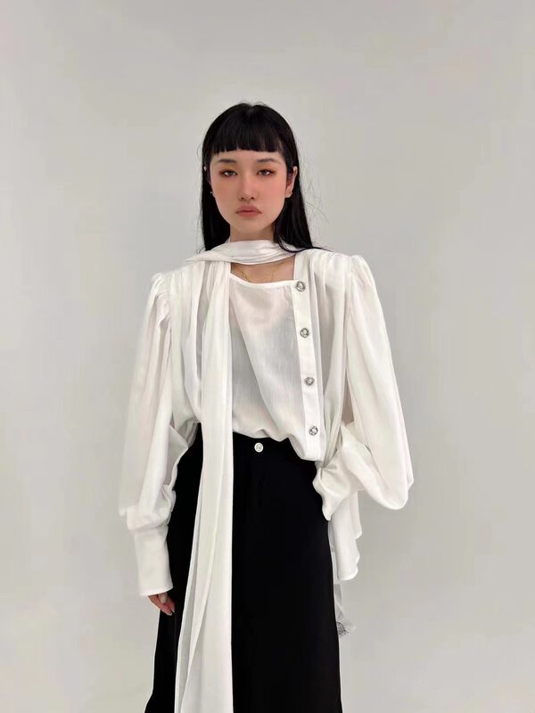 New in early autumn!【D.TWO D2】Bow knot fashion temperament shirt 2315073# ZXL