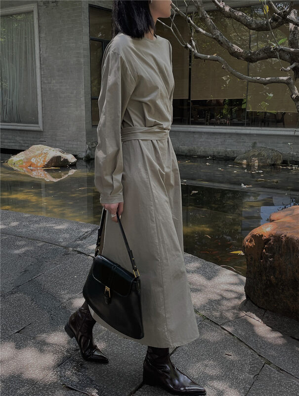 New in autumn! [SOUL] waist cross strap design slim dress 2666# CLS