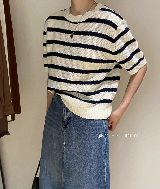 New in early autumn! [NOTE] Korean version all-match casual striped sweater 22061# HBX