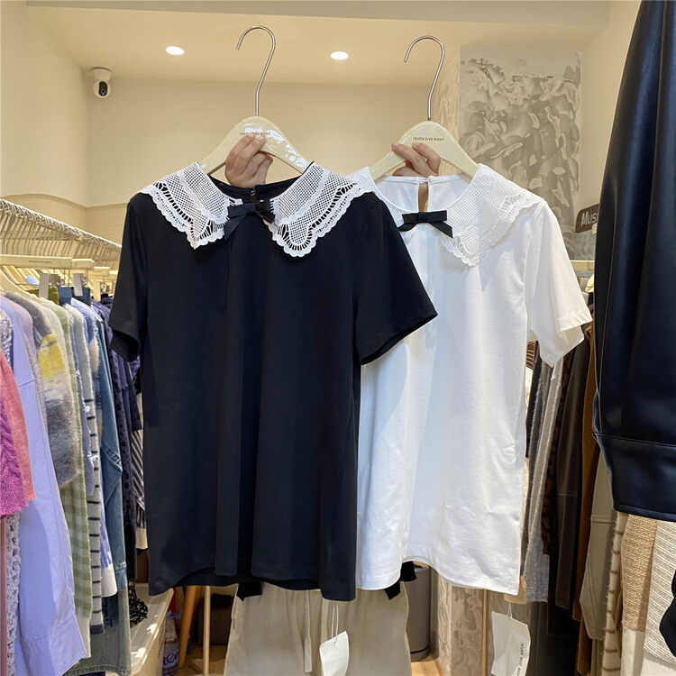 New in autumn!【7EVEN5IVE8IGHT】Sweet doll collar short-sleeved T-shirt 2151# HJY