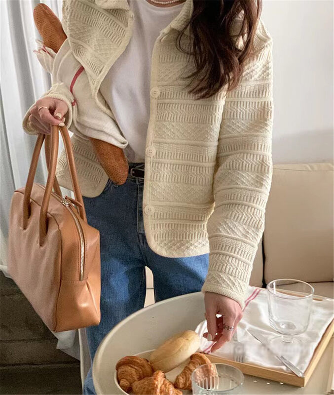 New in autumn!【MALT】Korean twist single-breasted warm sweater 6051# XYJ