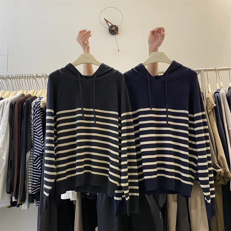 New in autumn! [SELF] Striped Korean Hooded Warm Sweater A5025# LSL
