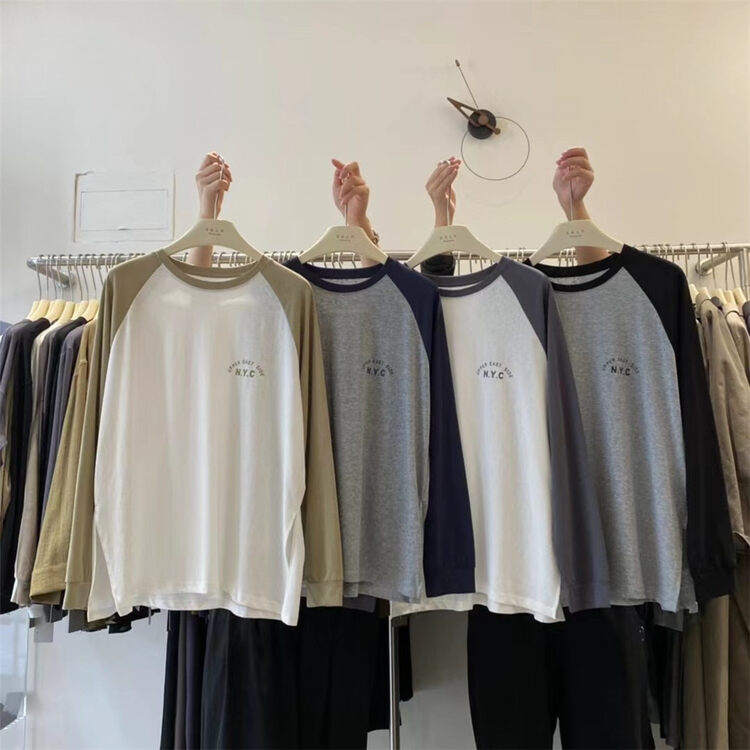 New in autumn! [SELF] Raglan sleeve round neck all-match long-sleeved T-shirt 7721# LSL