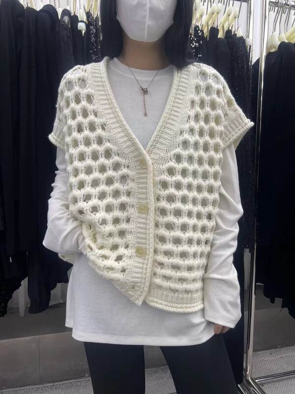 New in early autumn! [Modern 197] Loose hollow knitted vest Z2023# LSL