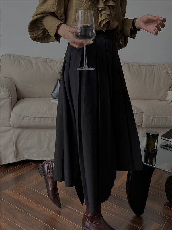 Autumn is new!【SOUL】High waist pleated thin irregular skirt 2612# CLS