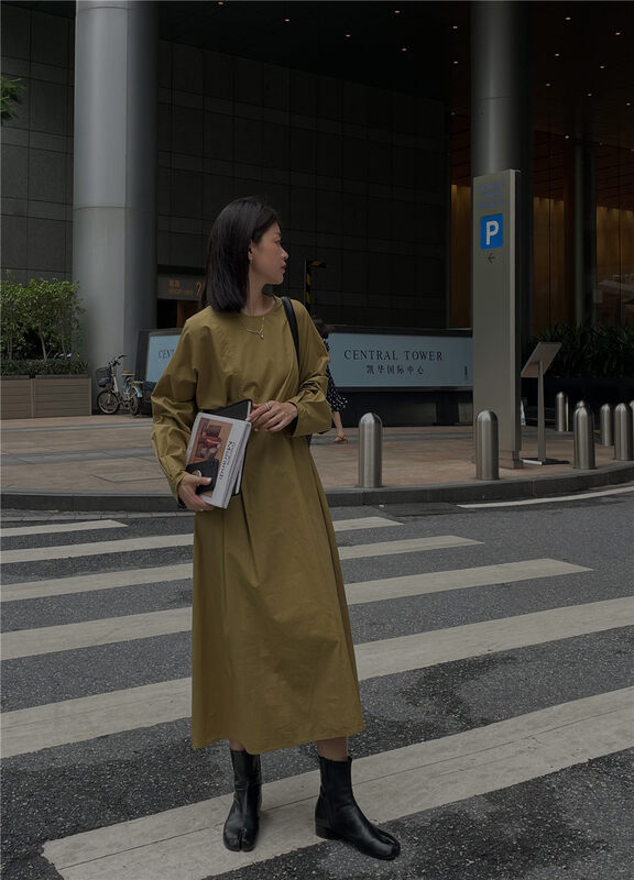 New in autumn! [SOUL] Round neck loose all-match dress 2726# CLS