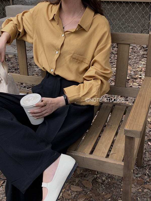New in autumn! [NOTE] Korean version ins all-match simple solid color shirt 22679# HBX