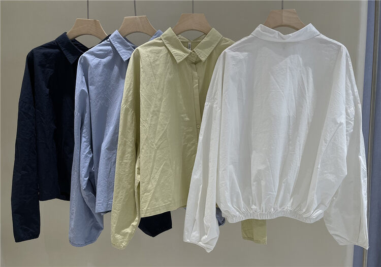 New in early autumn! [fabric] single-breasted textured and comfortable all-match shirt 592167# L