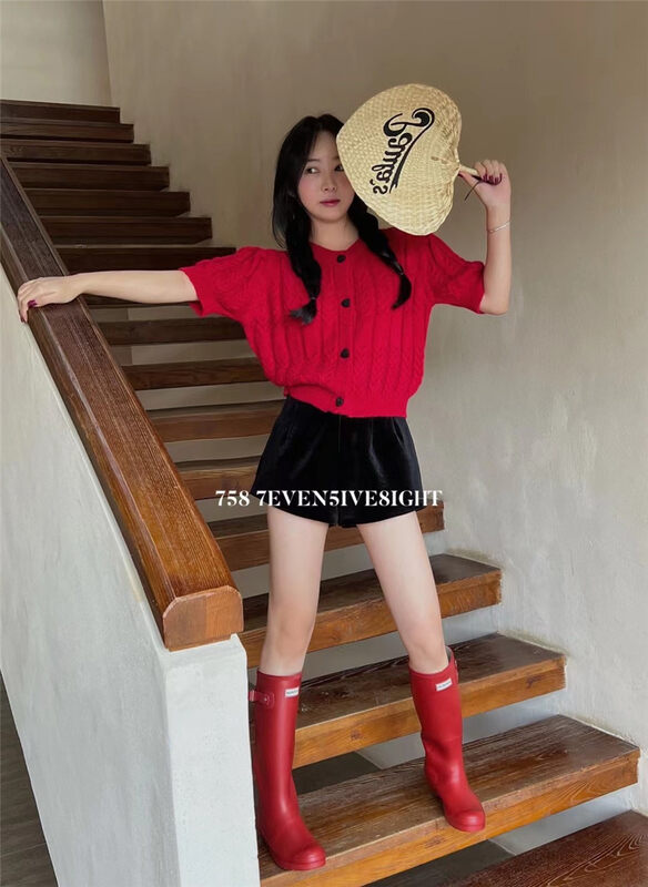 Early autumn new style!【7EVEN5IVE8IGHT】Korean retro round neck twist knitted sweater 3351# HJY