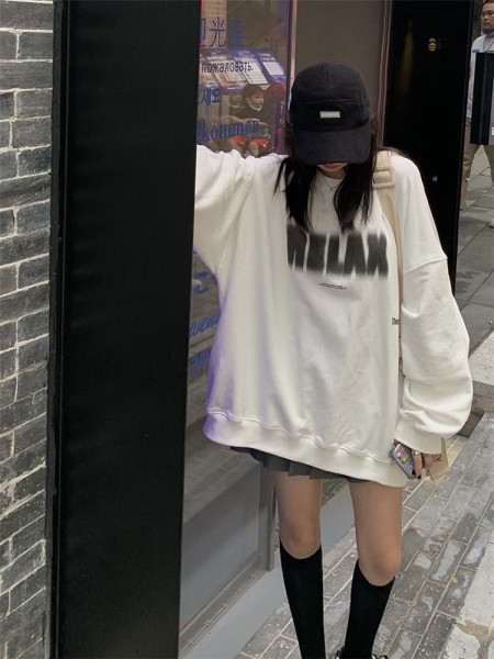 Official picture 65 fish scale thin section @250g plus velvet new autumn and winter all-match loose round neck long-sleeved sweater