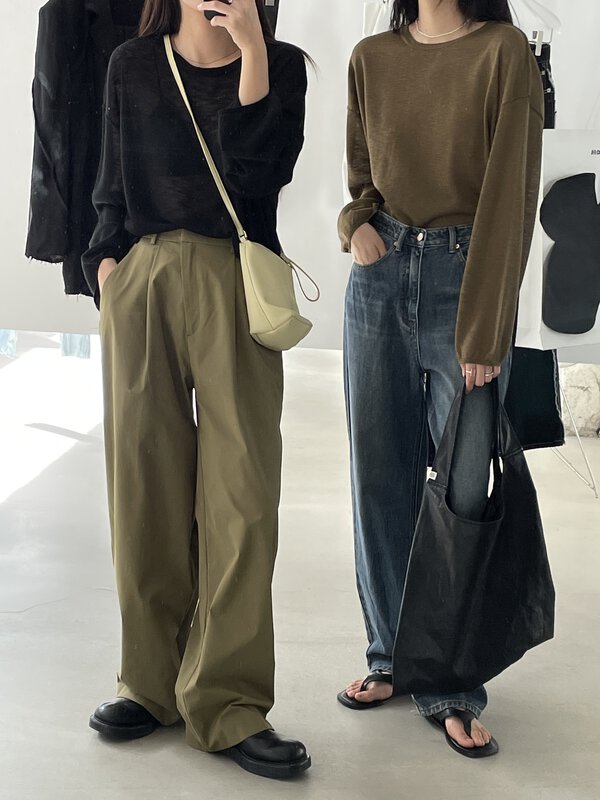 【CLEAN SPACE】Simple basic all-match long-sleeved T-shirt 33168# CQW