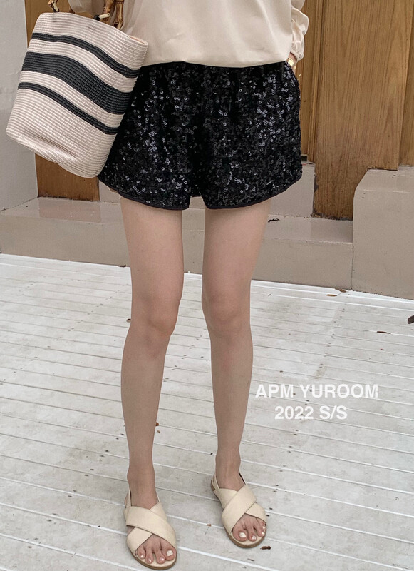 【APM YUROOM】Korean version all-match bright high waist slim casual shorts 8177# LSL