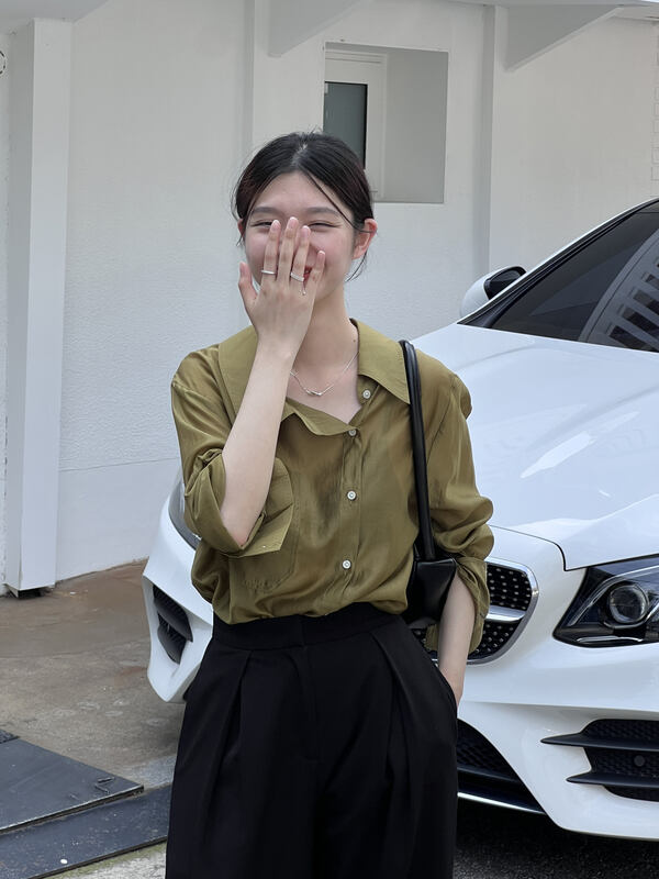New in early autumn!【CLEAN SPACE】Solid color texture loose Tencel shirt 27839# CQW